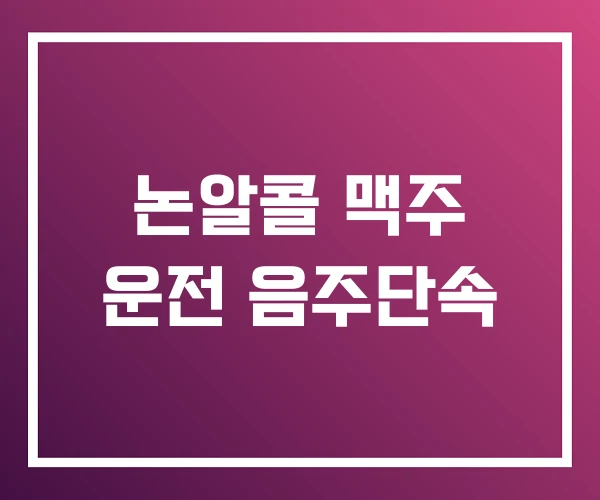 논알콜 맥주 운전 음주단속