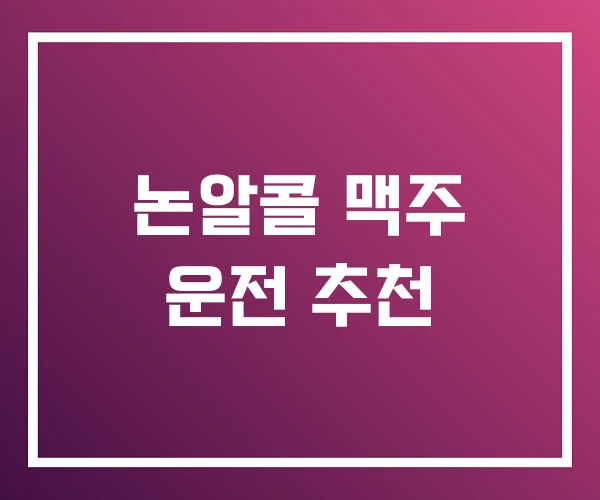 논알콜 맥주 운전 추천 논알콜 맥주 운전 추천