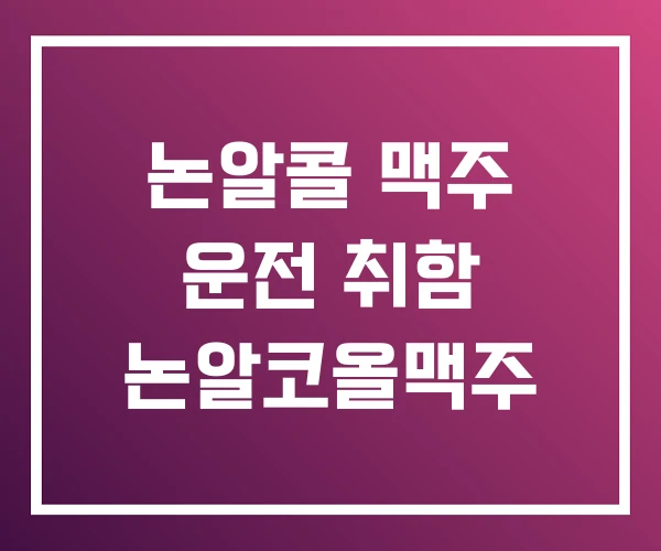 논알콜 맥주 운전 취함 논알코올맥주
