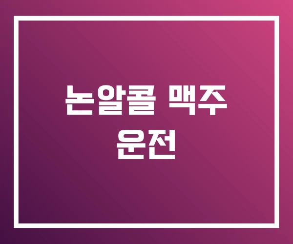 논알콜 맥주 운전 논알콜 맥주 운전