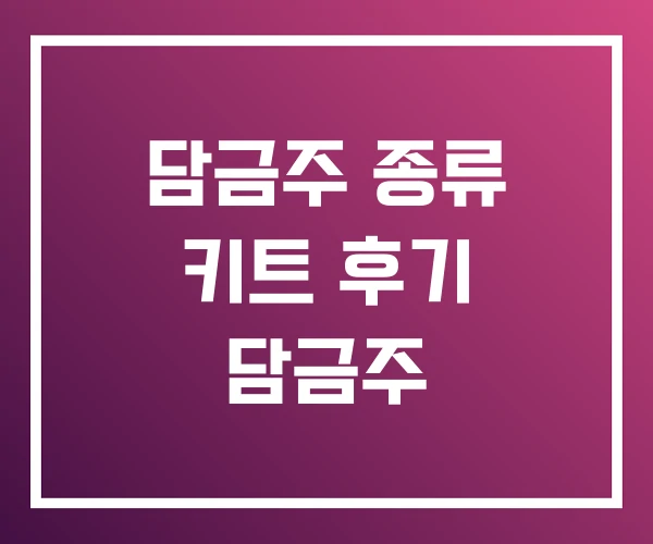 담금주 종류 키트 후기 담금주