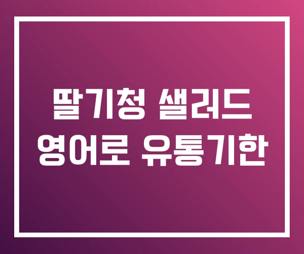 딸기청 샐러드 영어로 유통기한