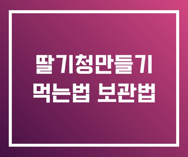 딸기청만들기 먹는법 보관법