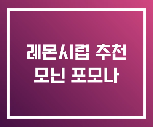 레몬시럽 추천 모닌 포모나