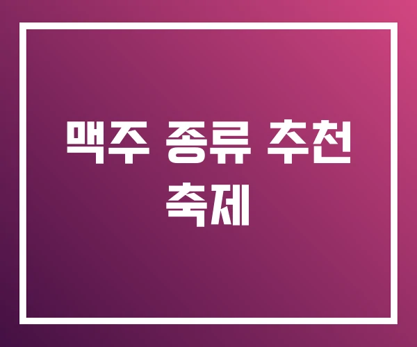 맥주 종류 추천 축제
