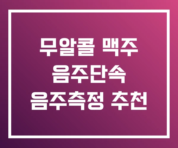 무알콜 맥주 음주단속 음주측정 추천