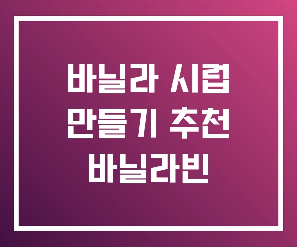 바닐라 시럽 만들기 추천 바닐라빈