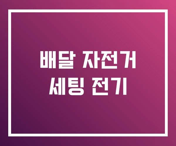 배달 자전거 세팅 전기