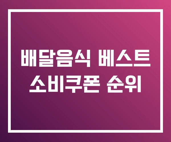 배달음식 베스트 소비쿠폰 순위
