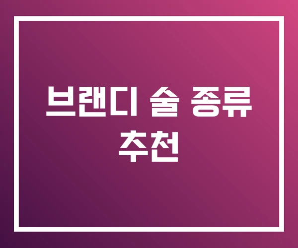 브랜디 술 종류 추천 브랜디 술 종류 추천