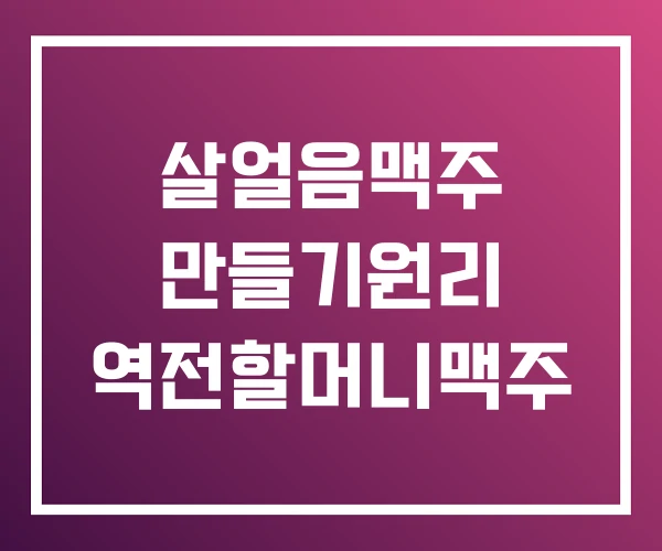 살얼음맥주 만들기원리 역전할머니맥주 살얼음맥주 만들기원리 역전할머니맥주