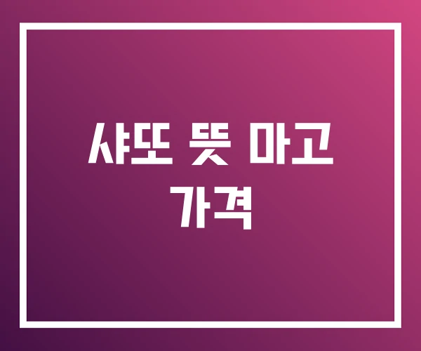 샤또 뜻 마고 가격