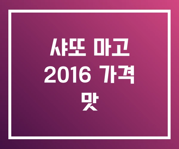 샤또 마고 2016 가격 맛