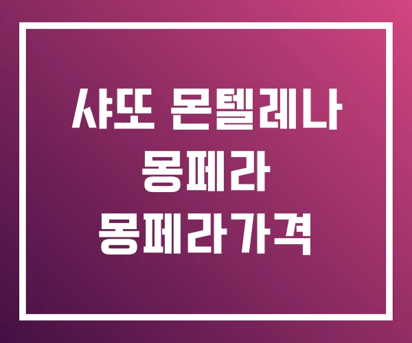샤또 몬텔레나 몽페라 몽페라가격 샤또 몬텔레나 몽페라 몽페라가격