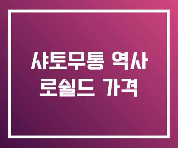 샤토무통 역사 로쉴드 가격 샤토무통 역사 로쉴드 가격