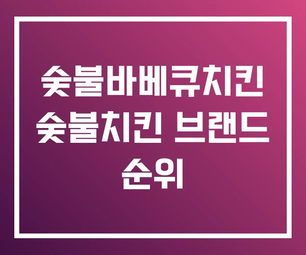 숯불바베큐치킨 숯불치킨 브랜드 순위