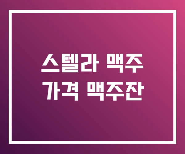 스텔라 맥주 가격 맥주잔 스텔라 맥주 가격 맥주잔