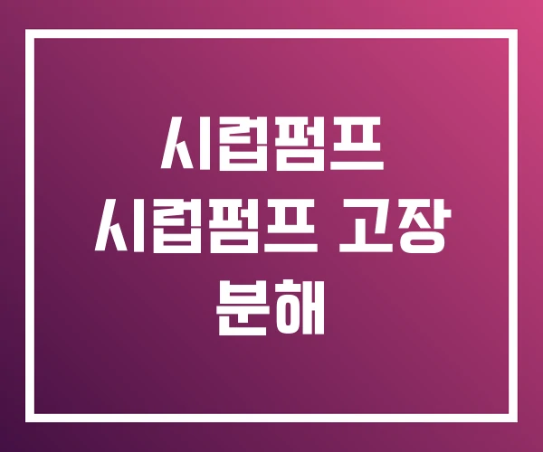 시럽펌프 시럽펌프 고장 분해 시럽펌프 시럽펌프 고장 분해