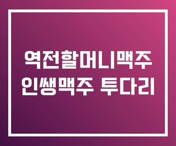 역전할머니맥주 인쌩맥주 투다리