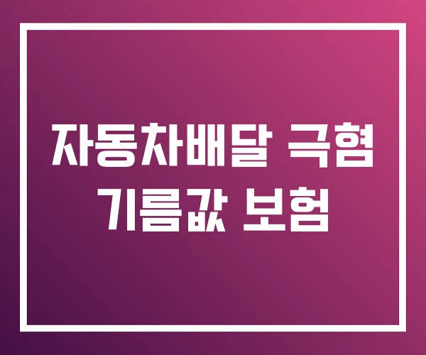 자동차배달 극혐 기름값 보험