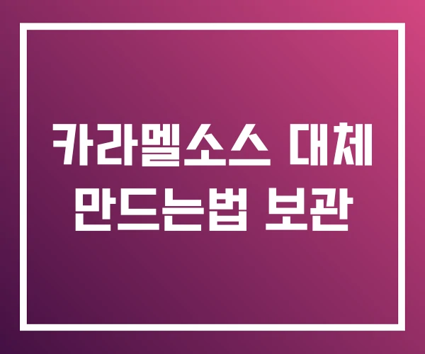 카라멜소스 대체 만드는법 보관