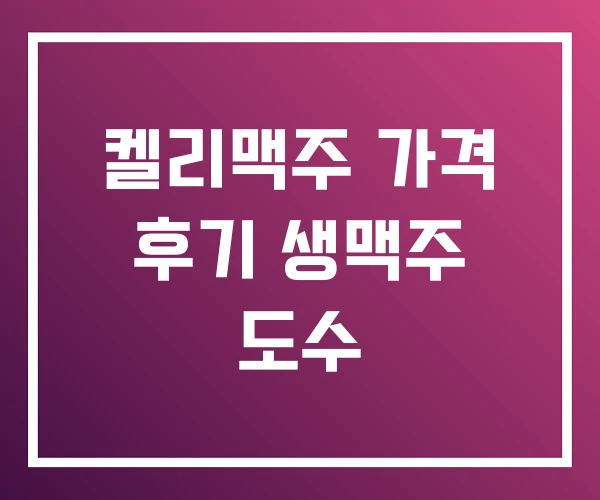 켈리맥주 가격 후기 생맥주 도수
