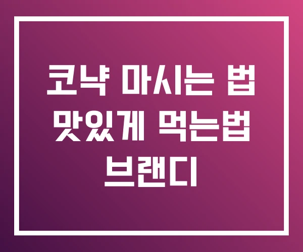코냑 마시는 법 맛있게 먹는법 브랜디