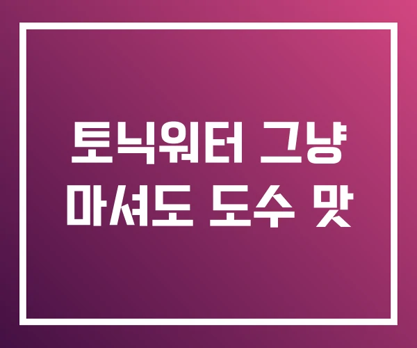 토닉워터 그냥 마셔도 도수 맛