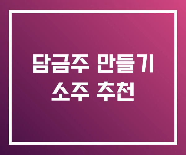 담금주 만들기 소주 추천 담금주 만들기 소주 추천
