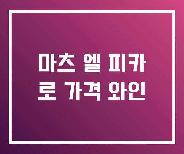 마츠 엘 피카 로 가격 와인