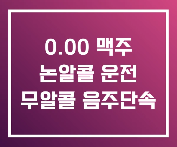 0.00 맥주 논알콜 운전 무알콜 음주단속