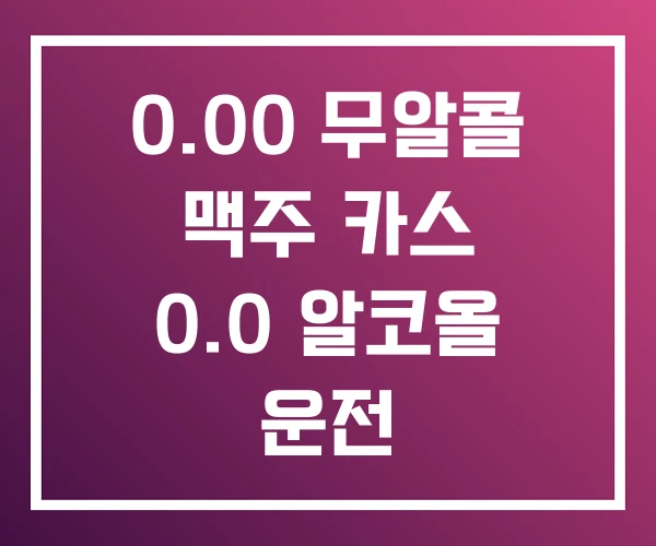 0.00 무알콜 맥주 카스 0.0 알코올 운전