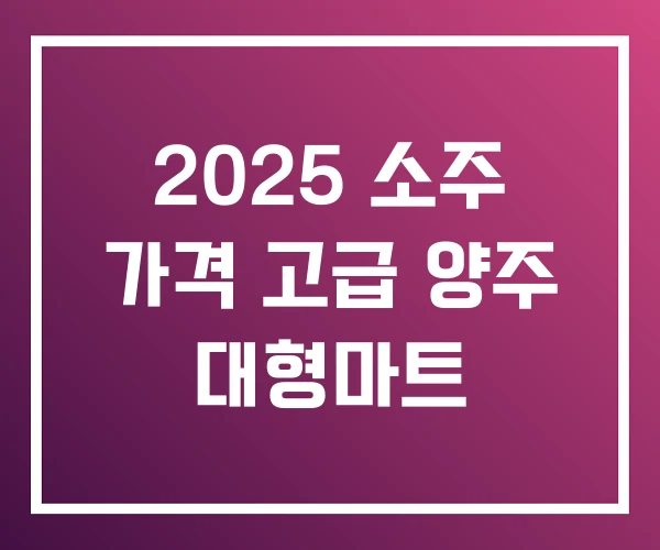 2025 소주 가격 고급 양주 대형마트