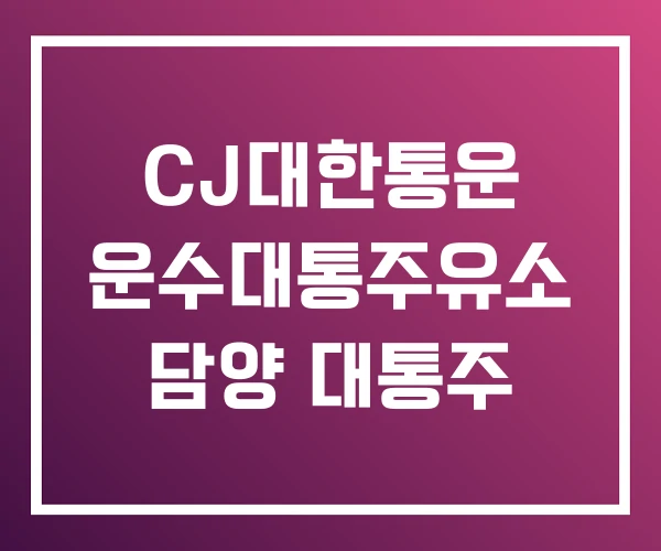 CJ대한통운 운수대통주유소 담양 대통주