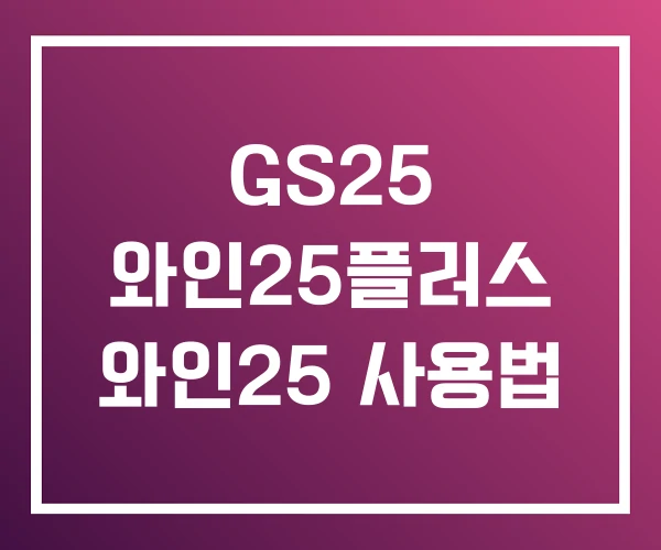 GS25 와인25플러스 와인25 사용법 GS25 와인25플러스 와인25 사용법