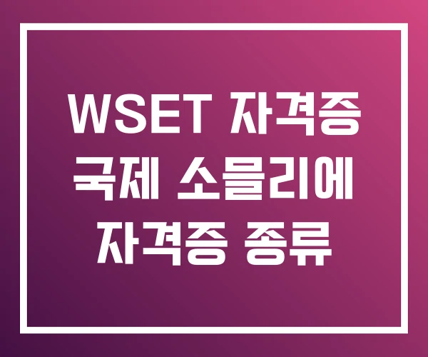 WSET 자격증 국제 소믈리에 자격증 종류 WSET 자격증 국제 소믈리에 자격증 종류