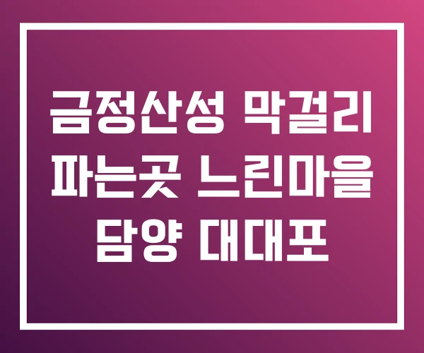 금정산성 막걸리 파는곳 느린마을 담양 대대포 금정산성 막걸리 파는곳 느린마을 담양 대대포