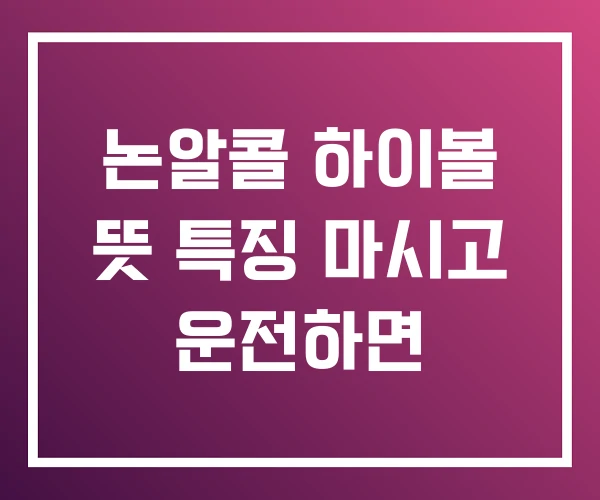 논알콜 하이볼 뜻 특징 마시고 운전하면