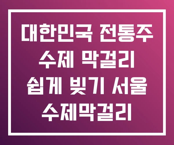대한민국 전통주 수제 막걸리 쉽게 빚기 서울 수제막걸리