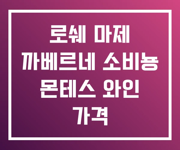 로쉐 마제 까베르네 소비뇽 몬테스 와인 가격 로쉐 마제 까베르네 소비뇽 몬테스 와인 가격