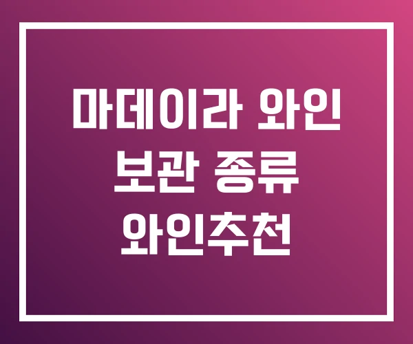마데이라 와인 보관 종류 와인추천