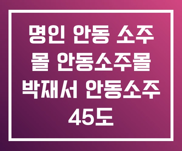 명인 안동 소주 몰 안동소주몰 박재서 안동소주 45도 명인 안동 소주 몰 안동소주몰 박재서 안동소주 45도