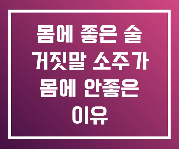 몸에 좋은 술 거짓말 소주가 몸에 안좋은 이유
