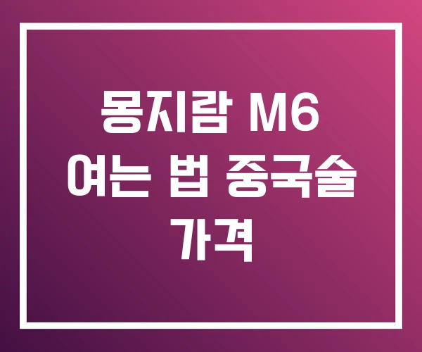 몽지람 M6 여는 법 중국술 가격 몽지람 M6 여는 법 중국술 가격