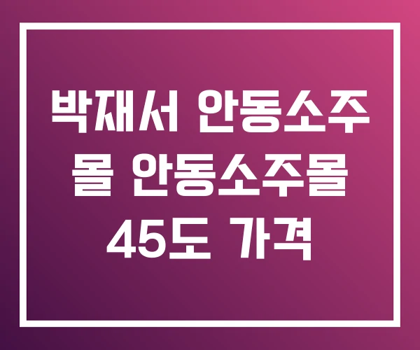박재서 안동소주 몰 안동소주몰 45도 가격