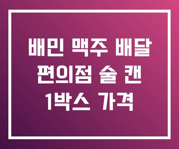 배민 맥주 배달 편의점 술 캔 1박스 가격