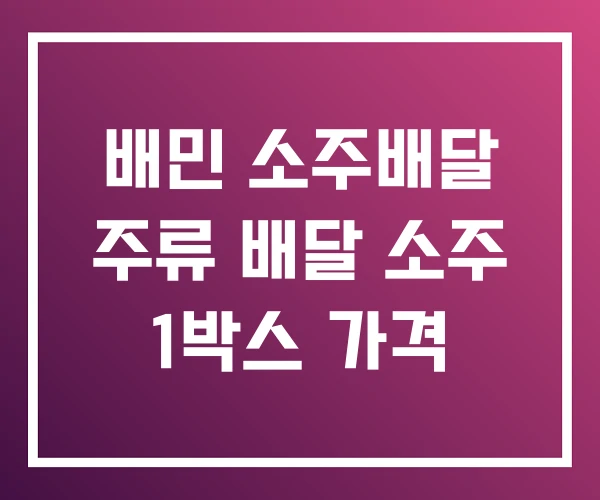 배민 소주배달 주류 배달 소주 1박스 가격