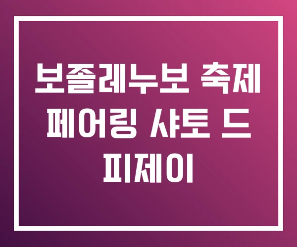 보졸레누보 축제 페어링 샤토 드 피제이