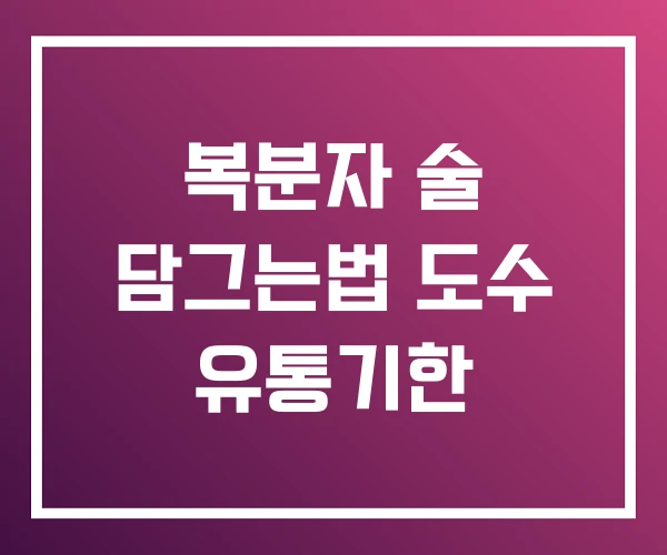 복분자 술 담그는법 도수 유통기한