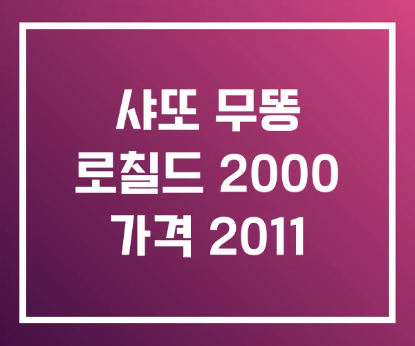 샤또 무똥 로칠드 2000 가격 2011